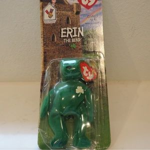 Rare TY Teenie Beanie ERIN THE BEAR McDonalds Care Bear Tush Tag Errors LE 1993